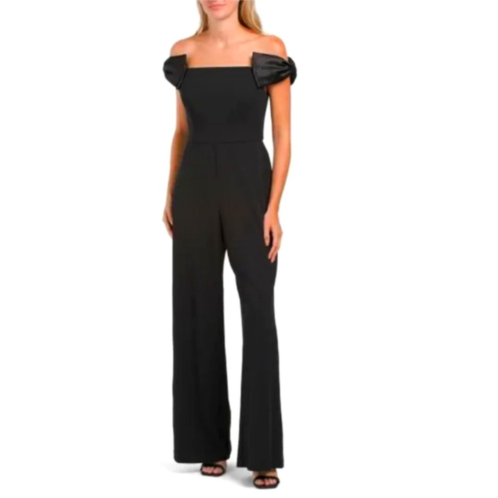 Aidan Mattox Bow Shoulder Jumpsuit